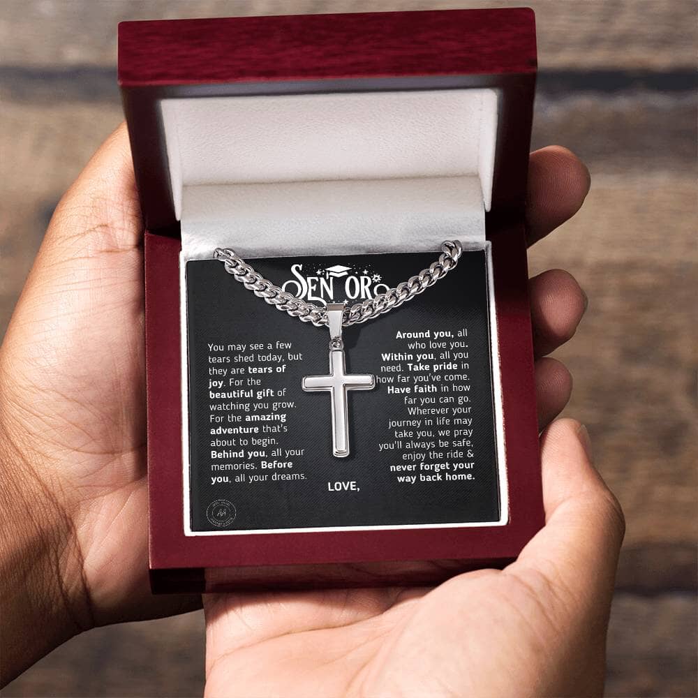 Custom Gift for Graduation "The Beautiful Gift of Watching You Grow" Cross Necklace Jewelry