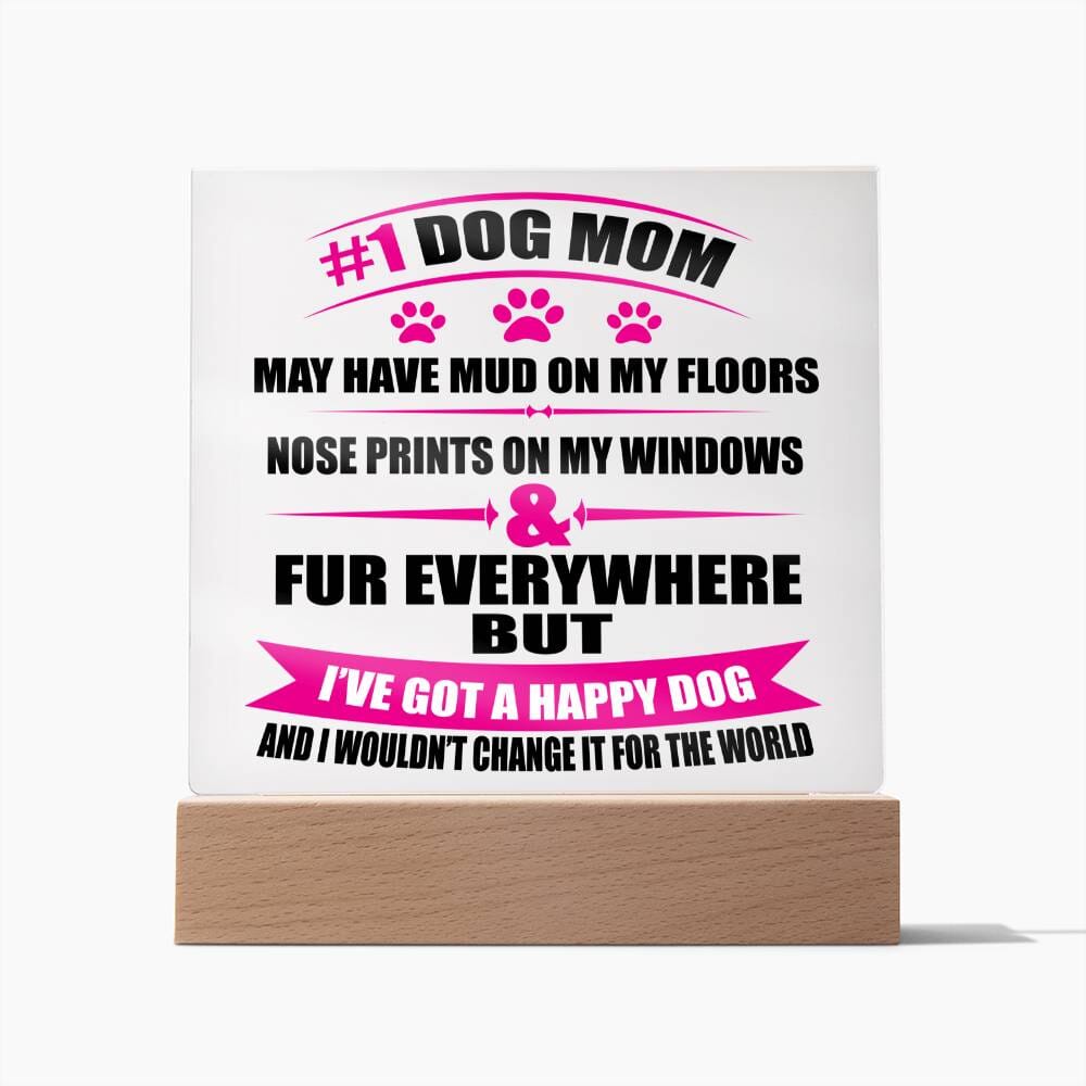Adorable "Number 1 Dog Mom" Gift Decorative Acrylic Plaque Jewelry