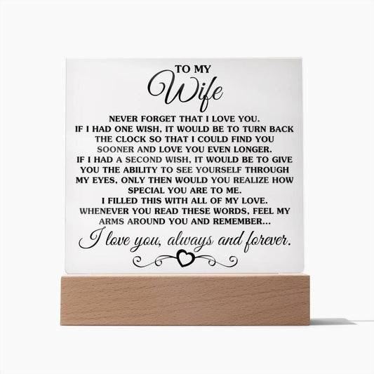 Gift for Wife "If I Had One Wish" Acrylic Plaque Jewelry