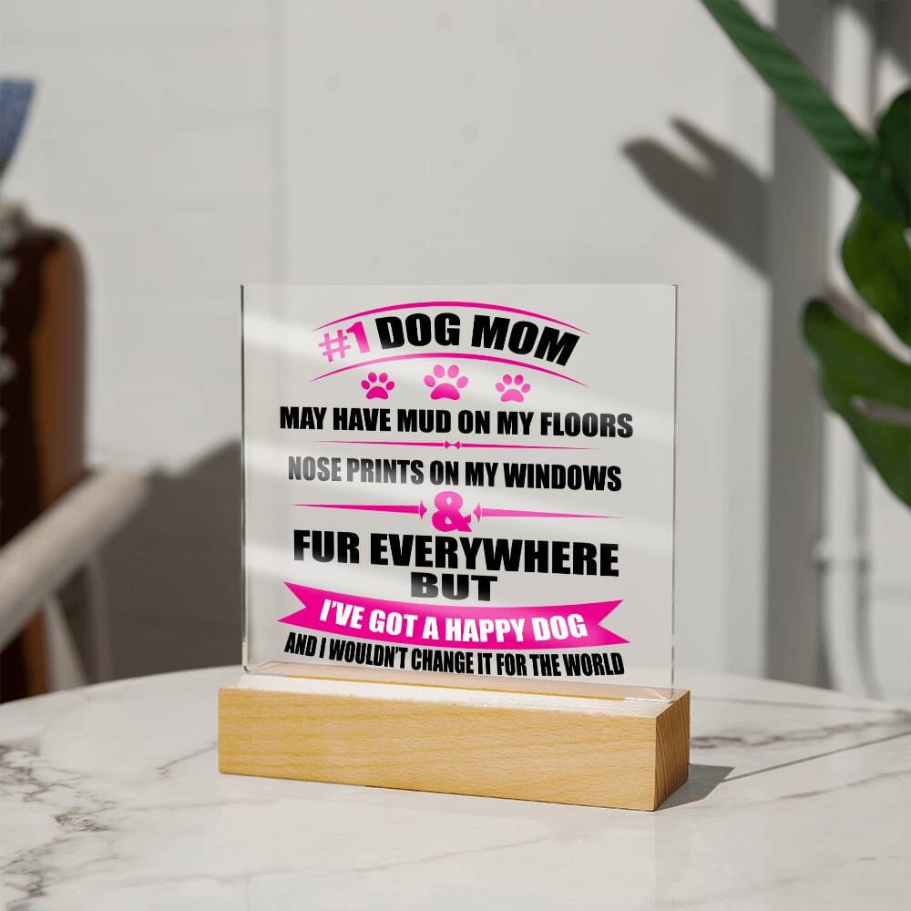 Adorable "Number 1 Dog Mom" Gift Decorative Acrylic Plaque Jewelry
