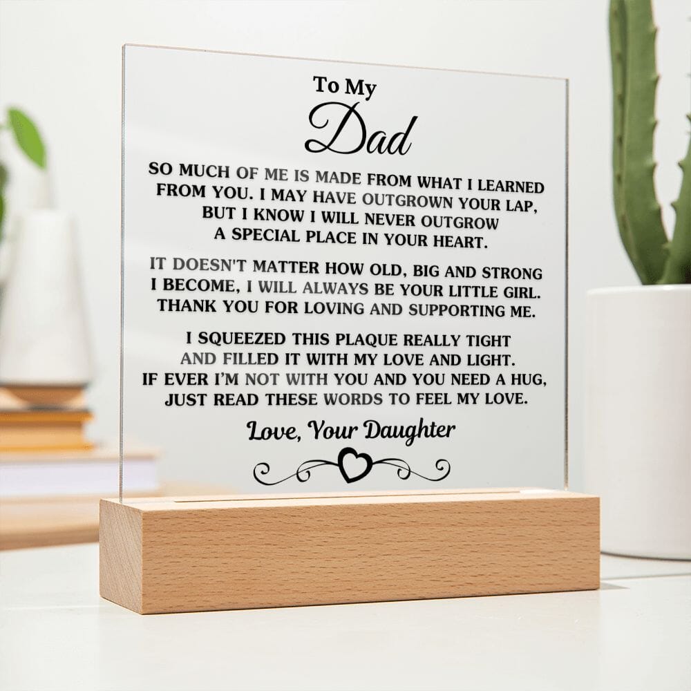Gift For Dad From Daughter "So Much Of Me" Acrylic Plaque Jewelry Wooden Base