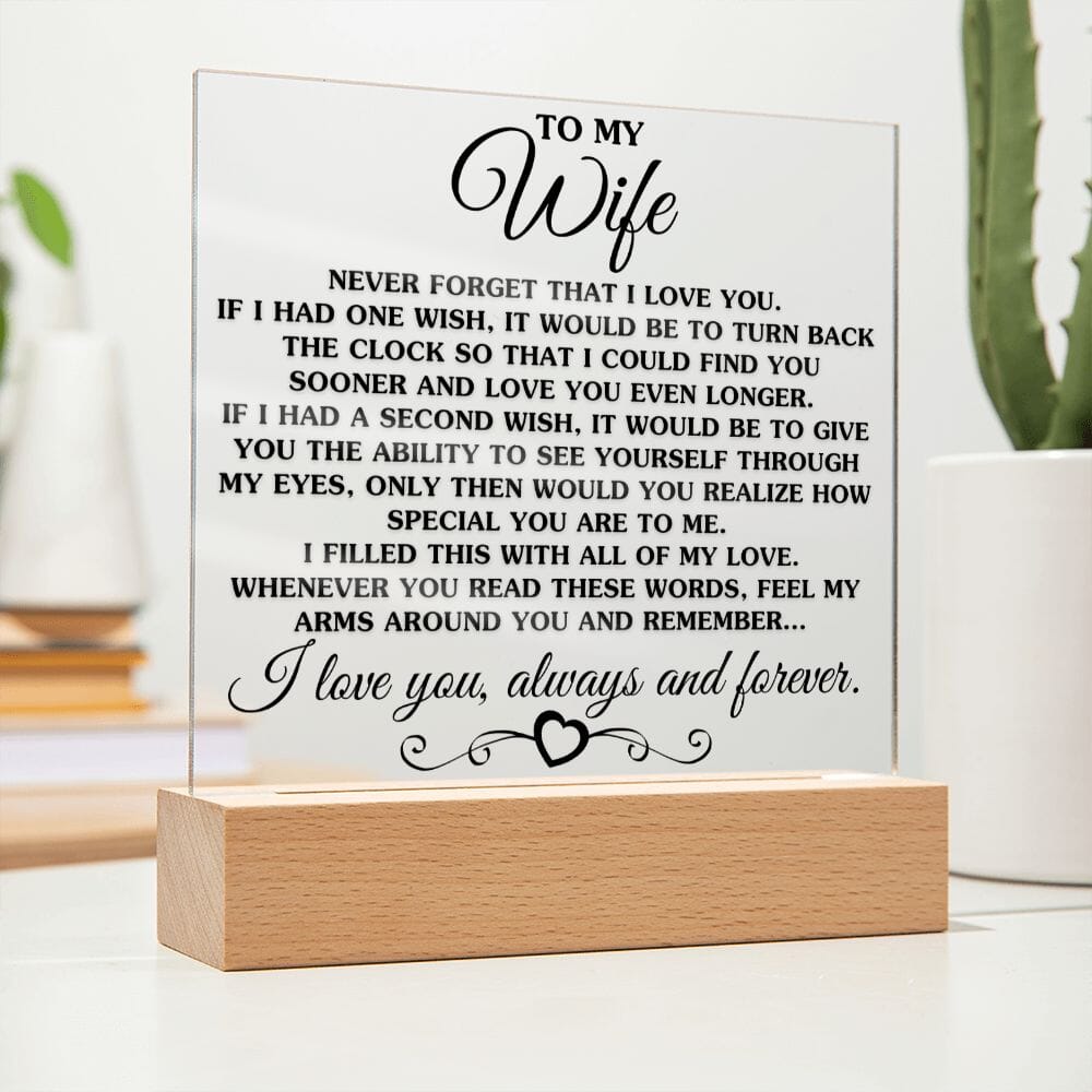 Gift for Wife "If I Had One Wish" Acrylic Plaque Jewelry Wooden Base