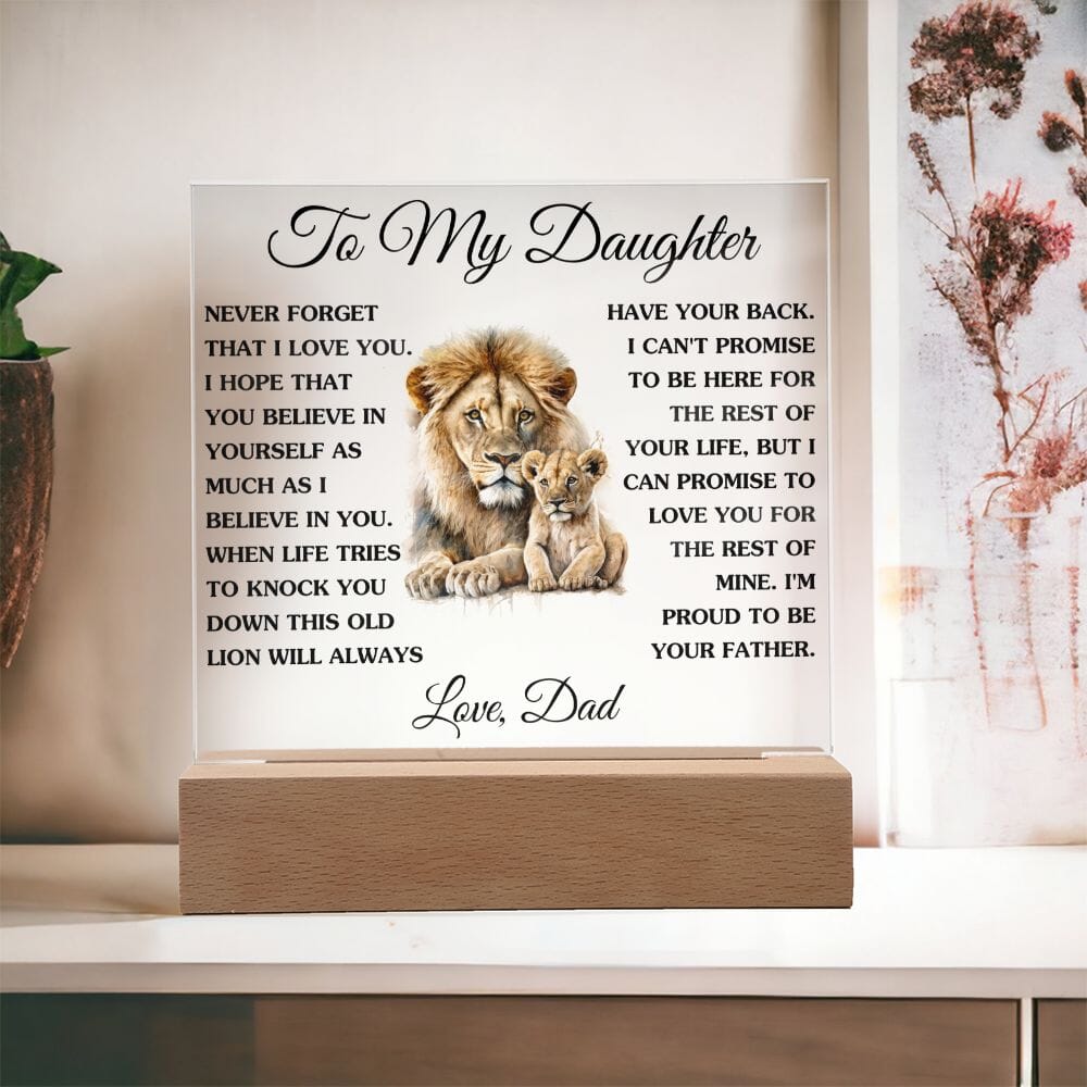 Gift for Daughter from Dad "This Old Lion" Acrylic Plaque Jewelry Wooden Base