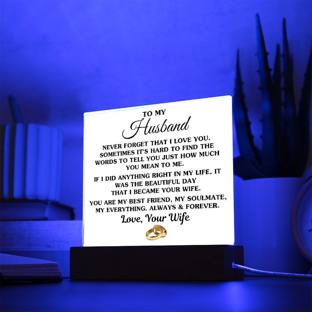 Gift For Husband "My Best Friend, My Soulmate, My Everything" Acrylic Plaque Jewelry Acrylic Square with LED Base