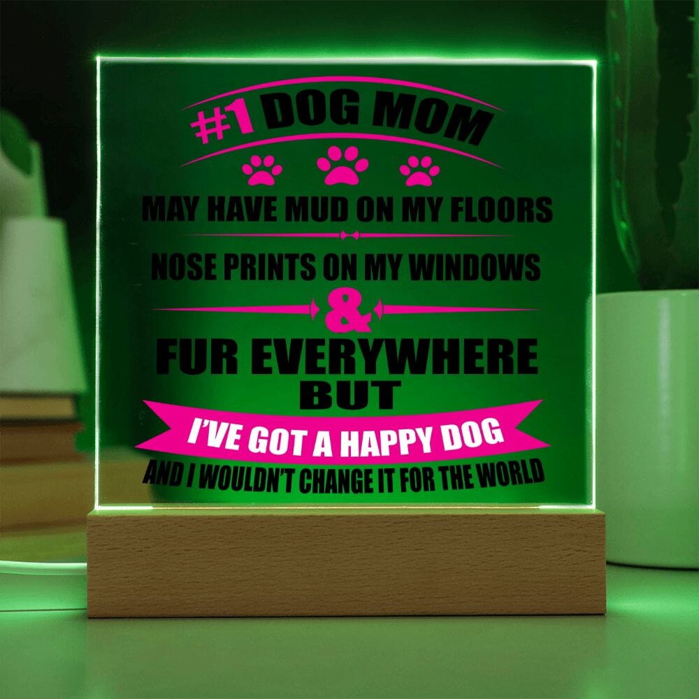 Adorable "Number 1 Dog Mom" Gift Decorative Acrylic Plaque Jewelry