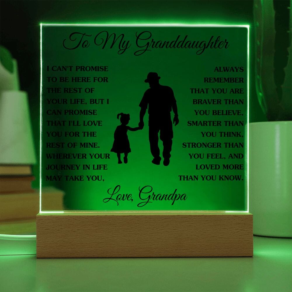 Gift For Granddaughter "Loved More Than You Know" Love Grandpa Jewelry Acrylic Square with LED Base