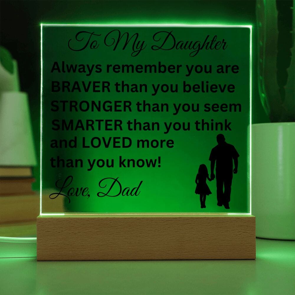 Gift for Daughter from Dad "Loved More Than You Know" Acrylic Plaque Jewelry
