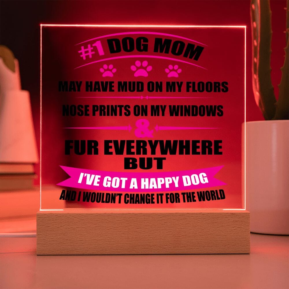 Adorable "Number 1 Dog Mom" Gift Decorative Acrylic Plaque Jewelry