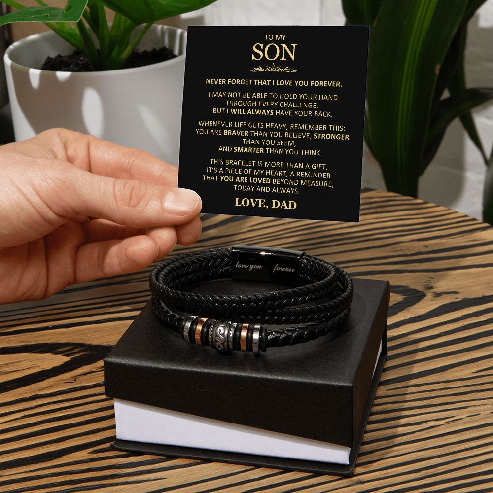 Unique Gift for Son From Dad "You Are Love Beyond Measure" Braided Bracelet Jewelry