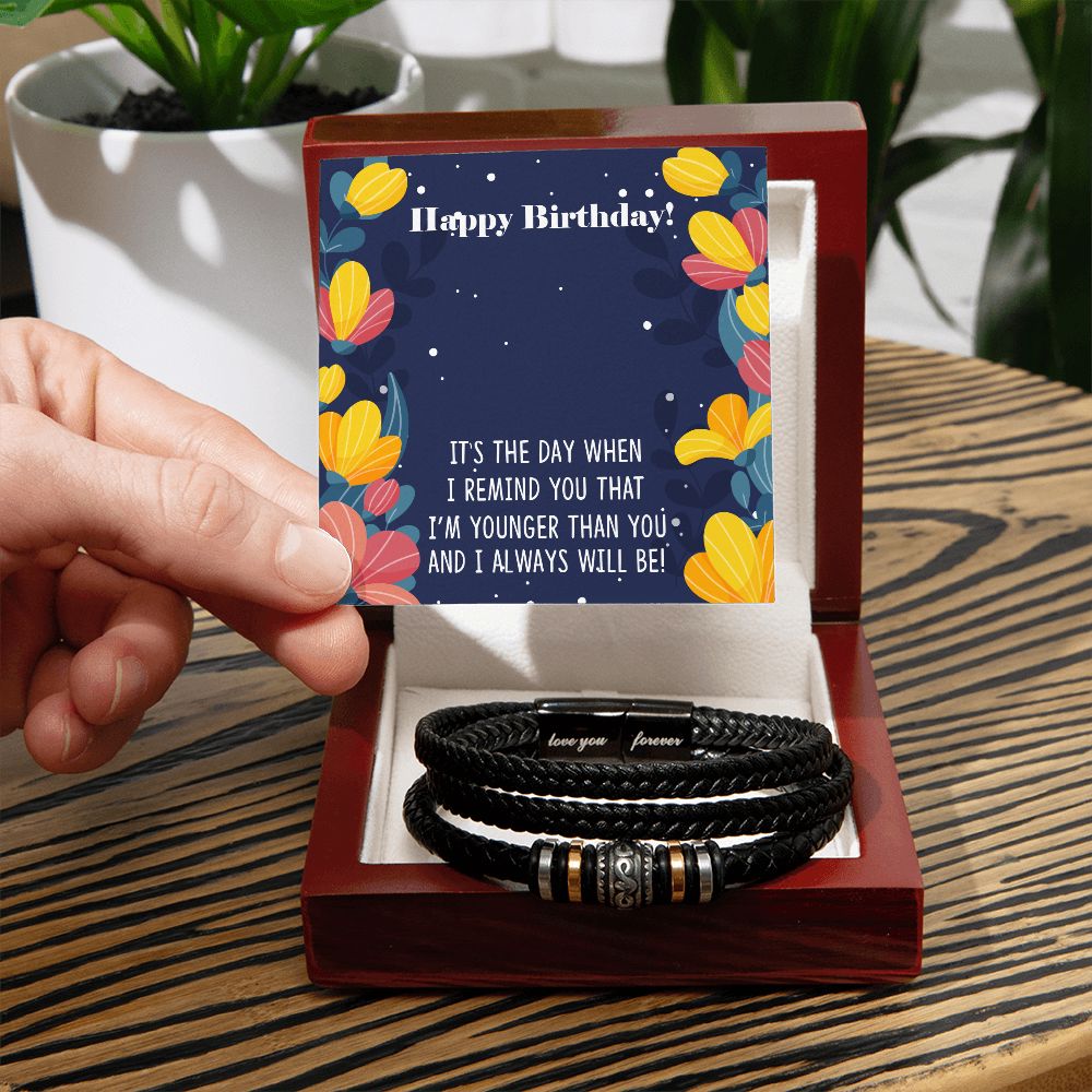 Funny Birthday Gift for Older Sibling "I'm Younger Than You" Bracelet Jewelry