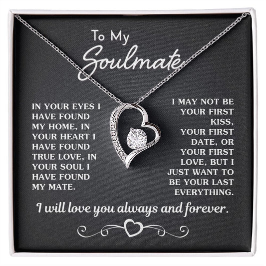 Gift for Soulmate "Your Last Everything" Necklace Jewelry 14k White Gold Finish Two-Toned Gift Box