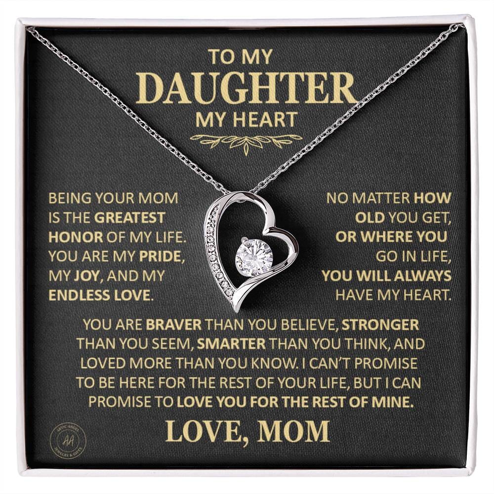 Beautiful Gift for Daughter From Mom "You Will Always Have My Heart" Heart Necklace Jewelry