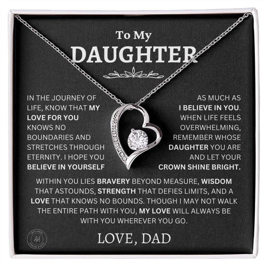 Gift For Daughter From Dad "Let Your Crown Shine Bright" Necklace Jewelry 14k White Gold Finish Standard Two-Toned Gift Box