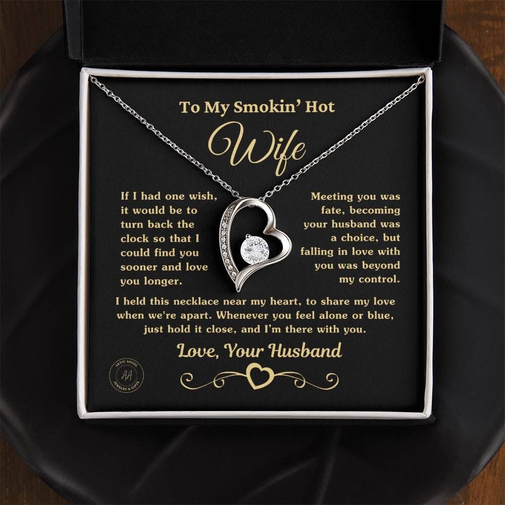 Gift for Smokin Hot Wife "If I Had One Wish" Heart Necklace Jewelry