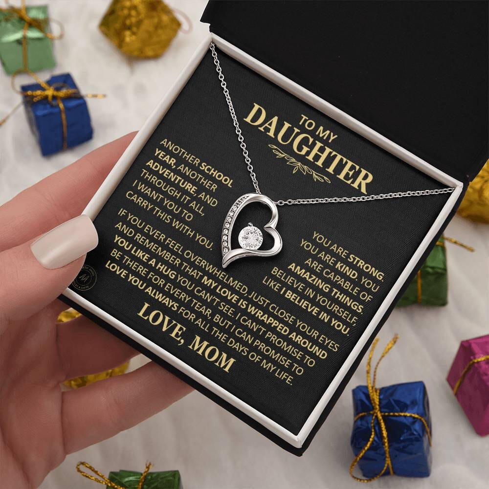Beautiful Gift for Daughter From Mom "Another School Year, Another Adventure" Heart Necklace Jewelry