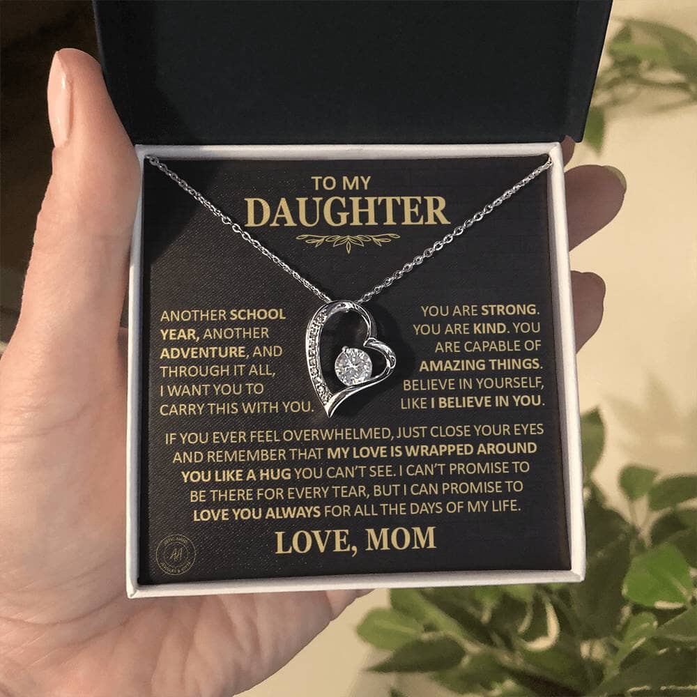 Beautiful Gift for Daughter From Mom "Another School Year, Another Adventure" Heart Necklace Jewelry