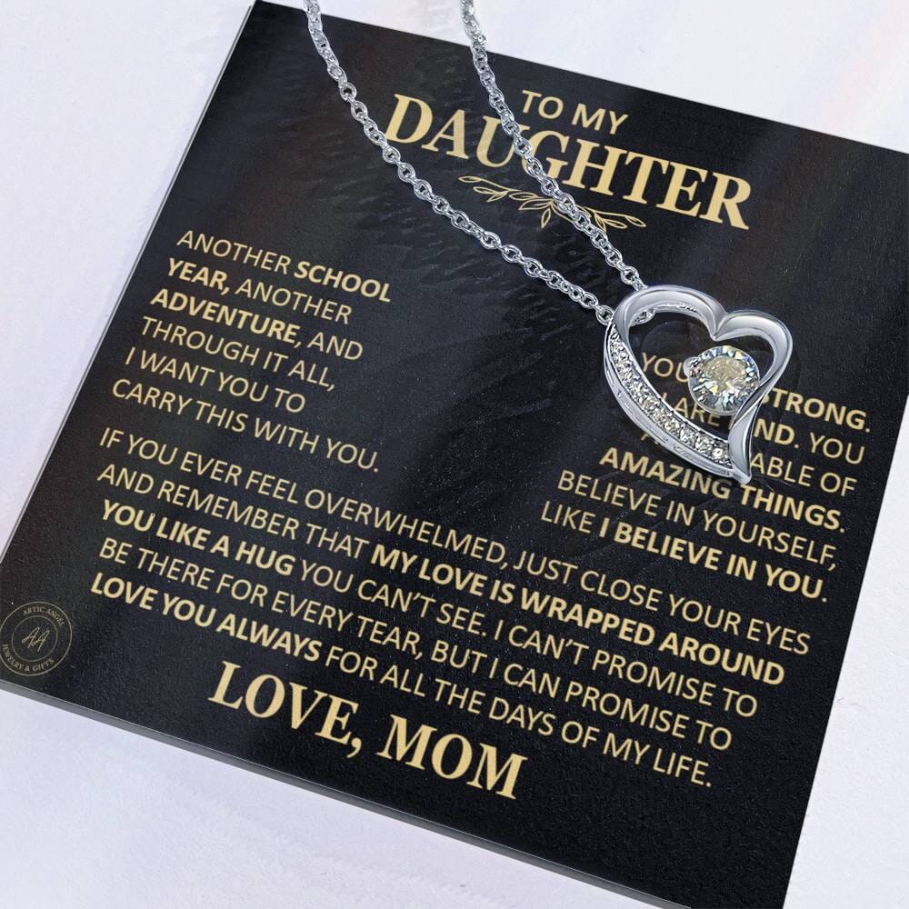 Beautiful Gift for Daughter From Mom "Another School Year, Another Adventure" Heart Necklace Jewelry