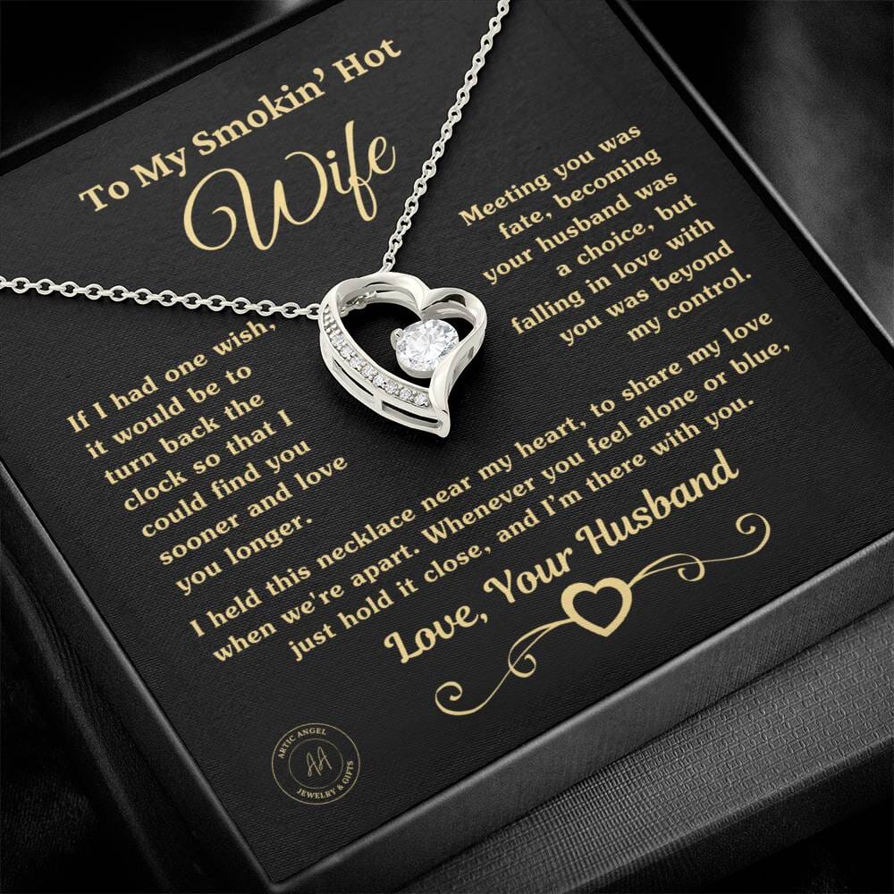 Gift for Smokin Hot Wife "If I Had One Wish" Heart Necklace Jewelry