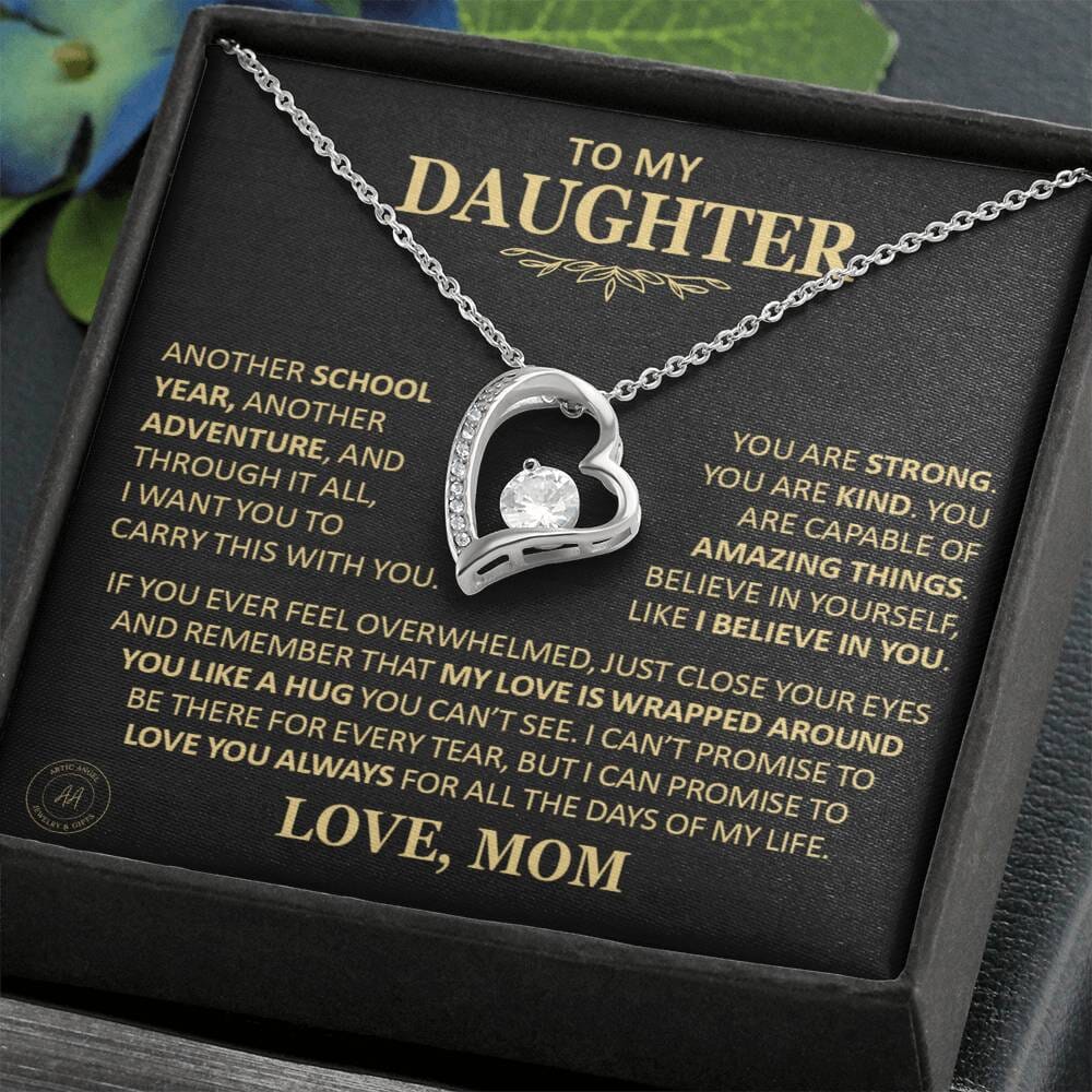Beautiful Gift for Daughter From Mom "Another School Year, Another Adventure" Heart Necklace Jewelry