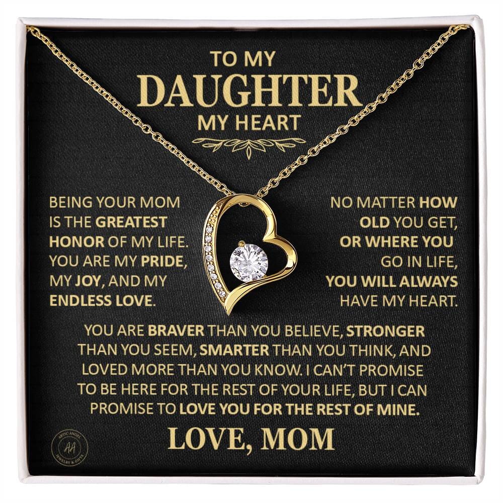Beautiful Gift for Daughter From Mom "You Will Always Have My Heart" Heart Necklace Jewelry
