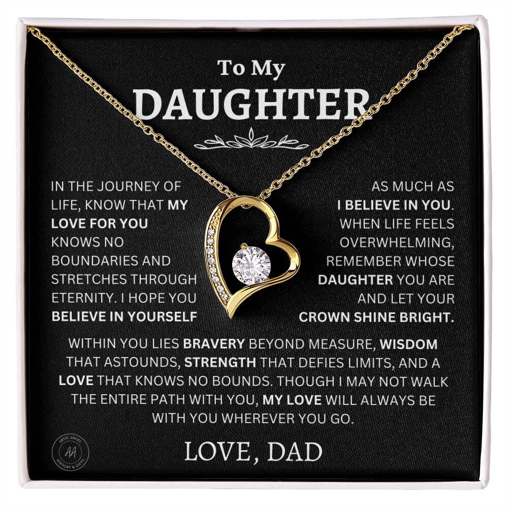 Gift For Daughter From Dad "Let Your Crown Shine Bright" Necklace Jewelry 18k Yellow Gold Finish Standard Two-Toned Gift Box