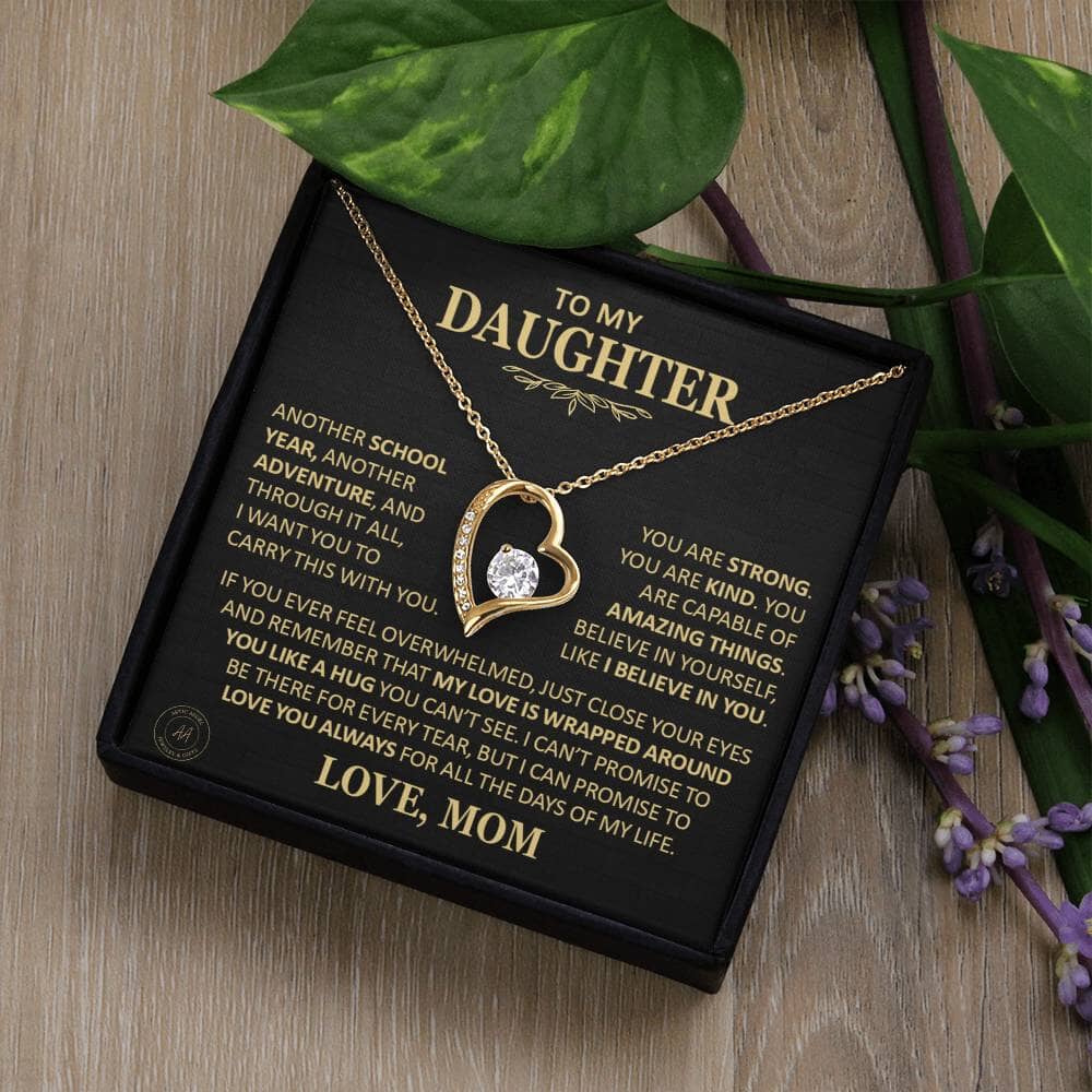 Beautiful Gift for Daughter From Mom "Another School Year, Another Adventure" Heart Necklace Jewelry