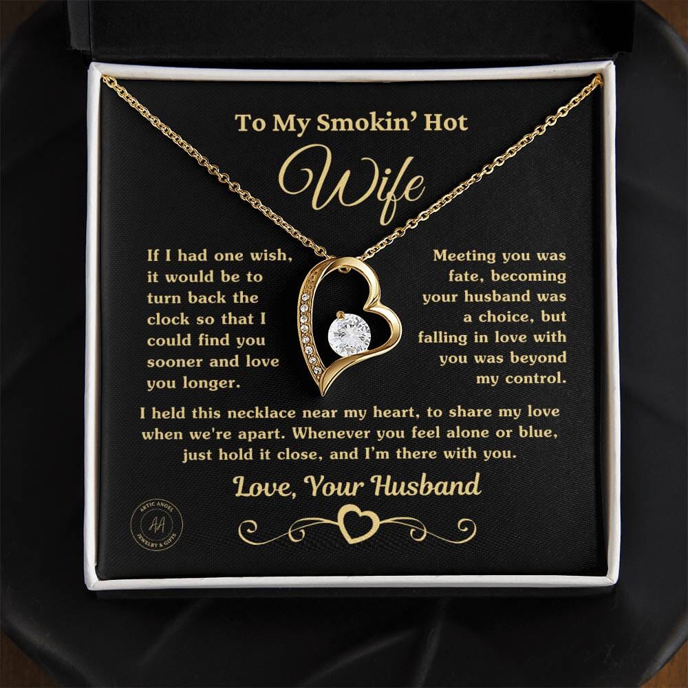 Gift for Smokin Hot Wife "If I Had One Wish" Heart Necklace Jewelry