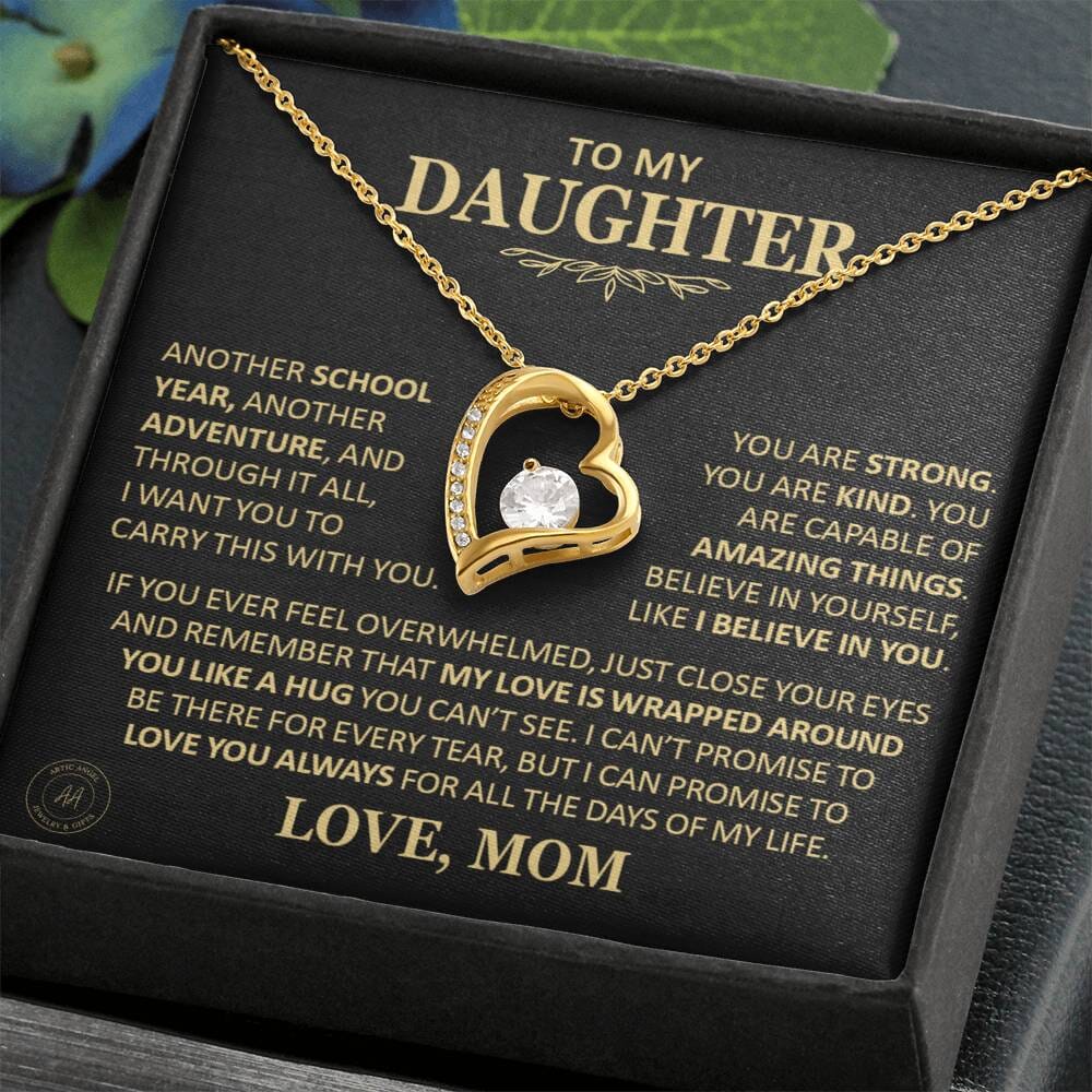 Beautiful Gift for Daughter From Mom "Another School Year, Another Adventure" Heart Necklace Jewelry