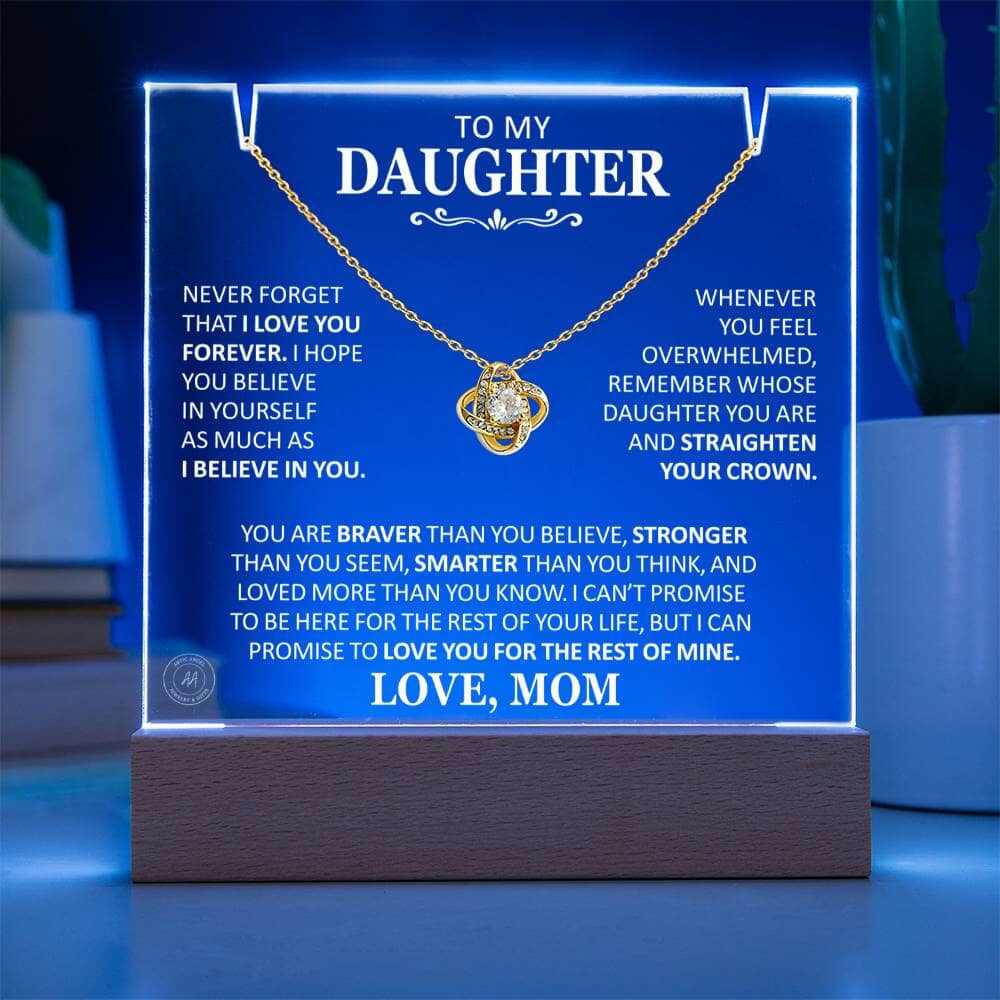 Unique Gift for Daughter From Mom "Never Forget That I Love You Forever" White Acrylic Plaque Jewelry