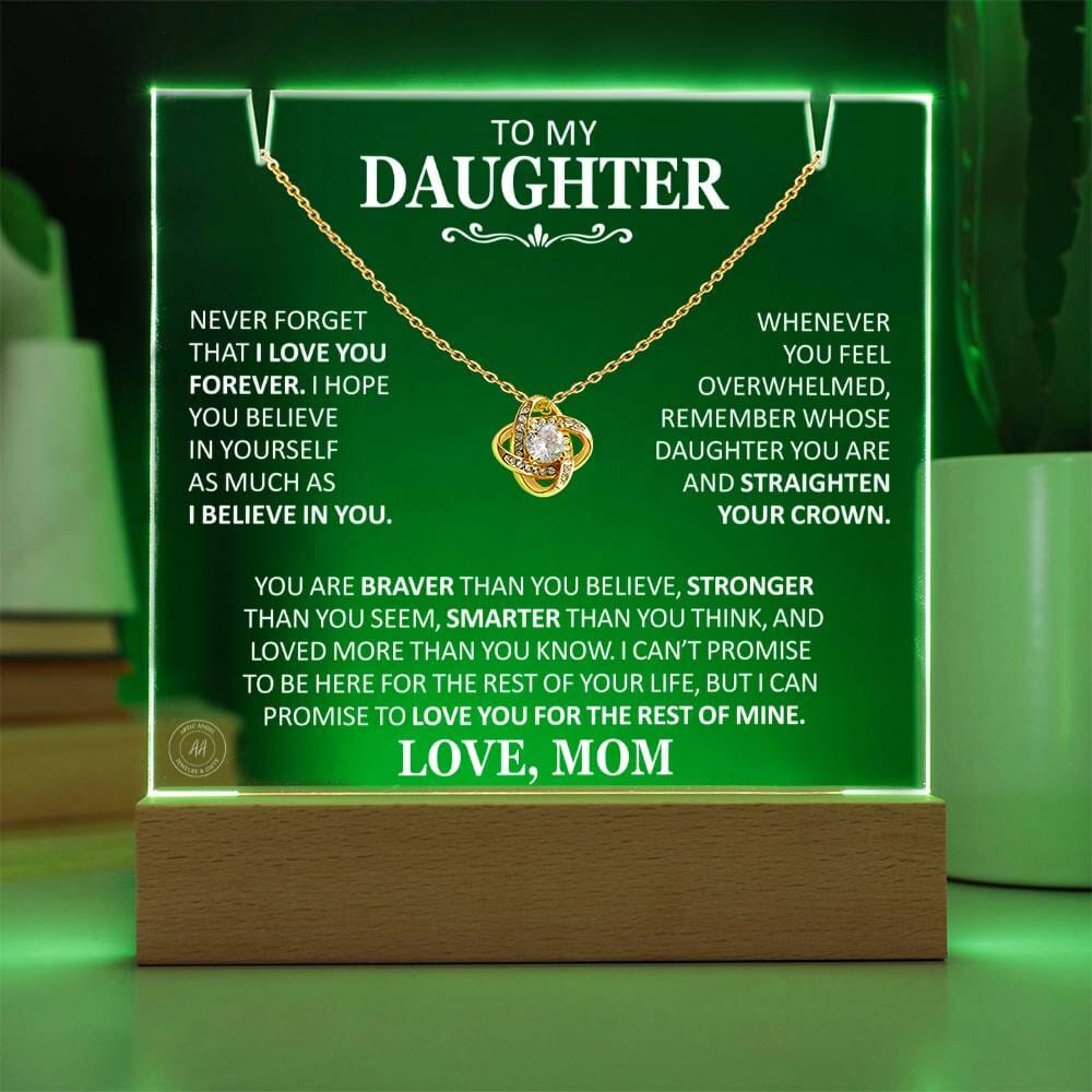 Unique Gift for Daughter From Mom "Never Forget That I Love You Forever" White Acrylic Plaque Jewelry