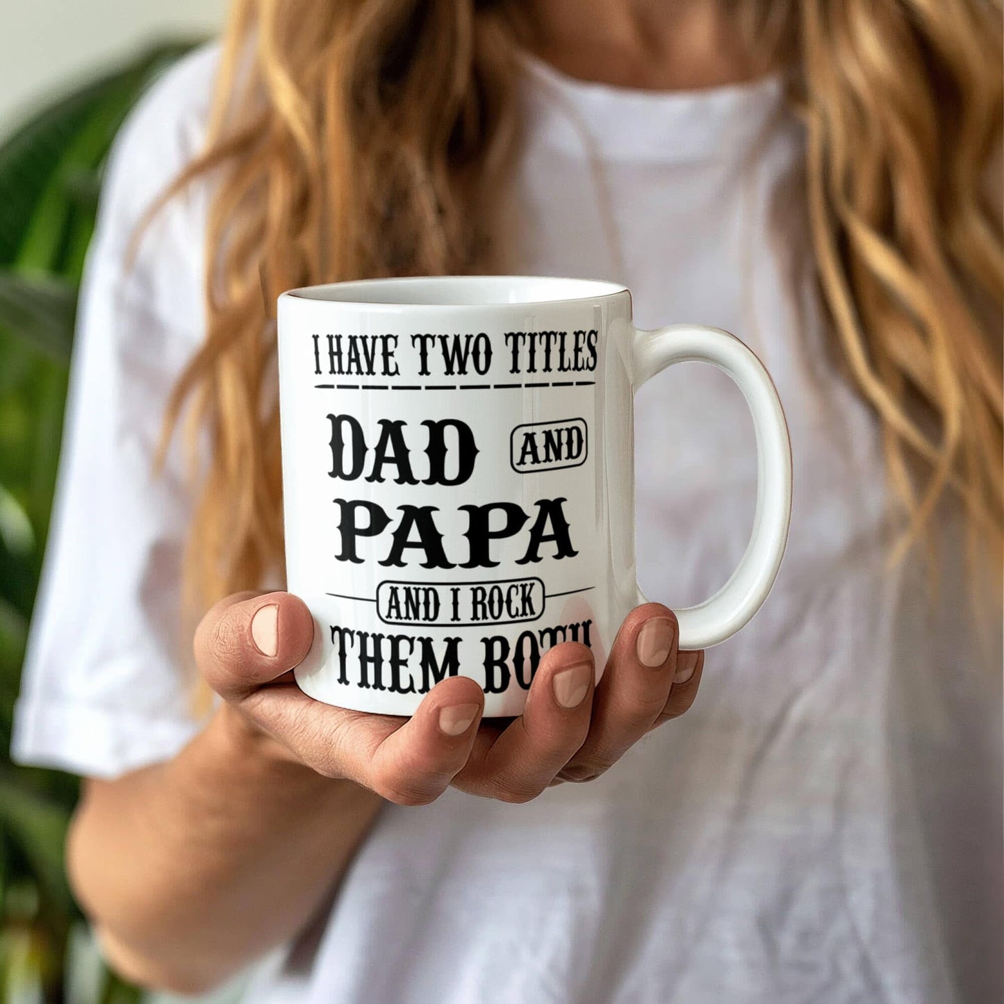 Funny Gift For Grandpa "I Have Two Titles Dad and Papa and I Rock Them Both" Coffee Mug Drinkware