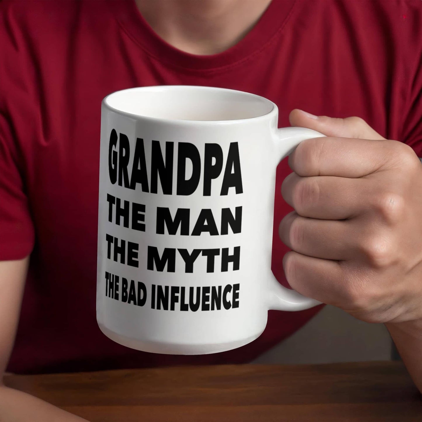 Funny Gift For Grandpa "Grandpa The Man, The Myth, The Bad Influence" Coffee Mug Drinkware