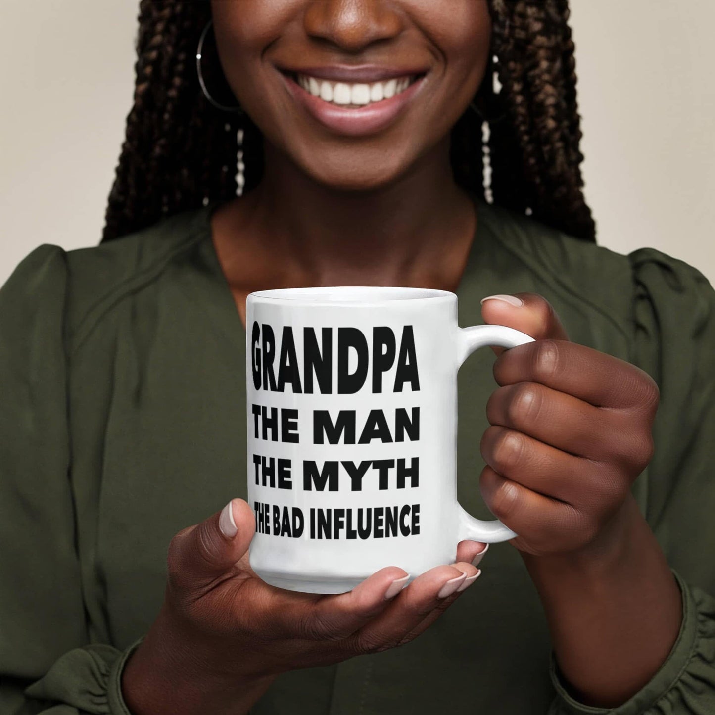 Funny Gift For Grandpa "Grandpa The Man, The Myth, The Bad Influence" Coffee Mug Drinkware