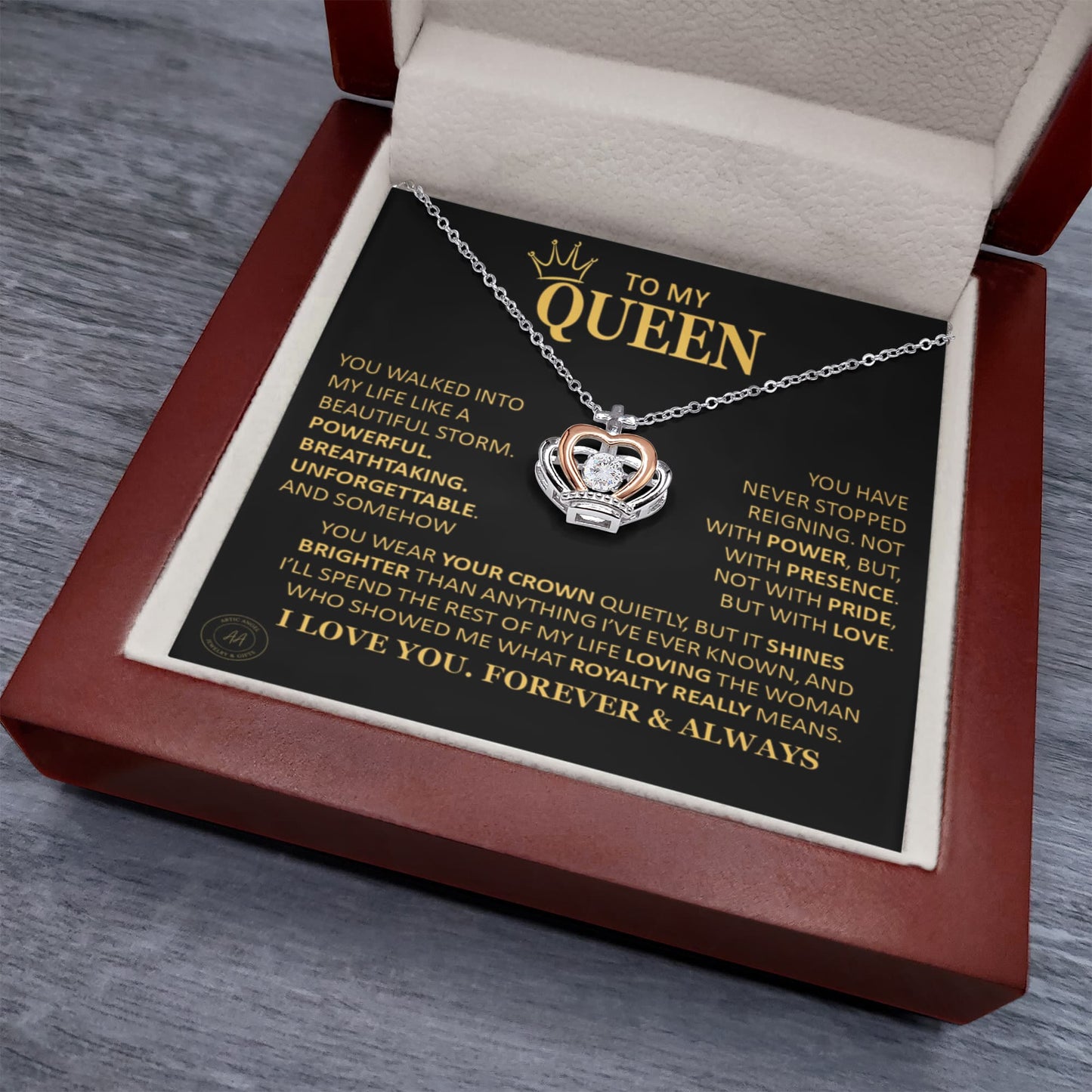 Gift for Soulmate "What Royalty Really Means" Crown Necklace Jewelry