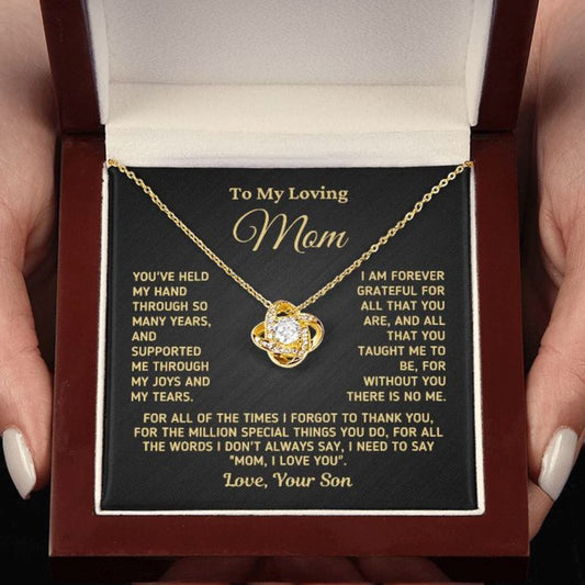 Gift for Mom From Son "Without You There Is No Me" Gold Necklace Jewelry 14K White Gold Finish Two-Toned Gift Box 