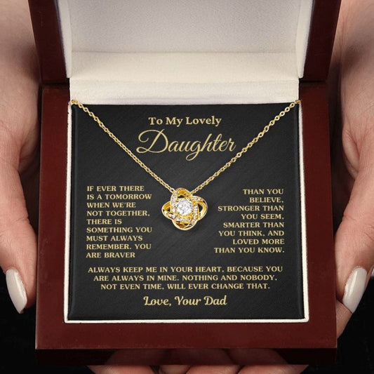 Gift For Daughter "Always Keep Me In Your Heart Love Dad" Necklace Jewelry 18K Yellow Gold Finish Mahogany Style Luxury Box (w/LED)