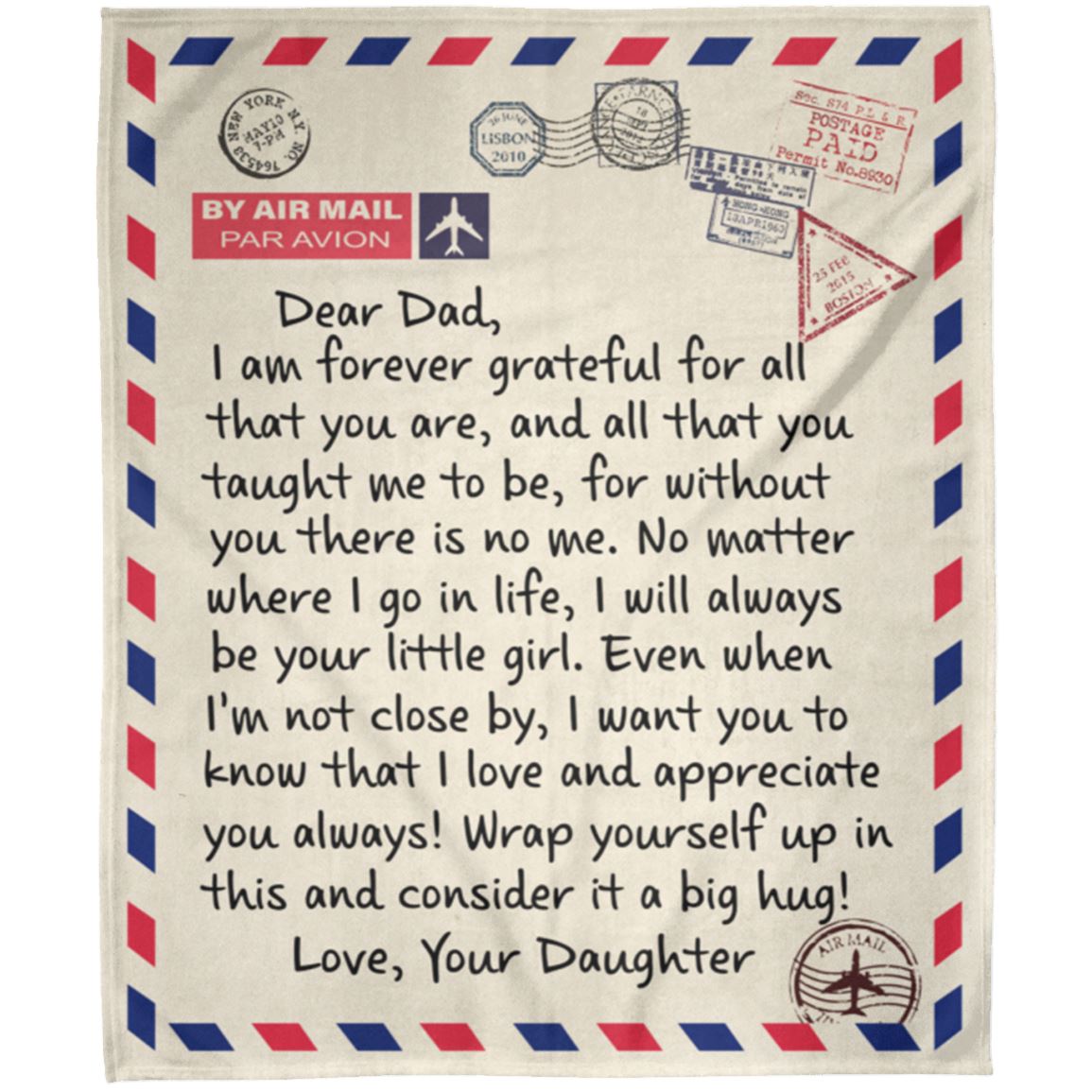 Gift For Dad From Daughter "Without You There Is No Me" Fleece Blanket Blankets White One Size