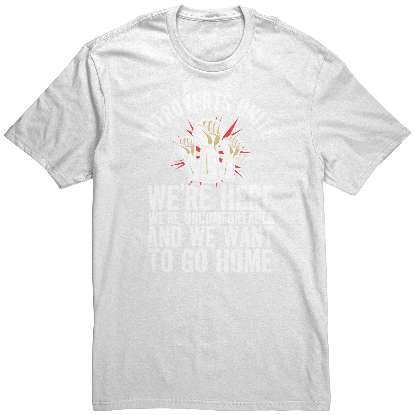 Funny "Introverts Unite - We're Here, We're Uncomfortable, and We Want To Go Home" Shirt Apparel Heathered Grey S