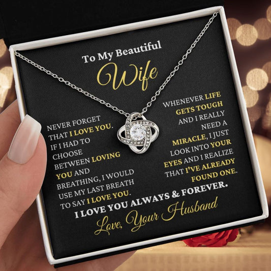 (Almost Sold Out) Gift for Wife "I Just Look Into Your Eyes" Necklace Jewelry 14K White Gold Finish Two Toned Box