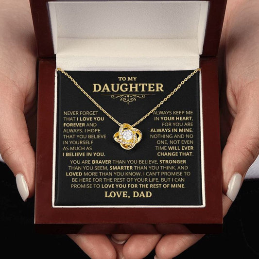 (Almost Sold Out) Gift For Daughter From Dad "Loved More Than You Know" Necklace Jewelry 18K Yellow Gold Finish Mahogany Style Luxury Box (w/LED)