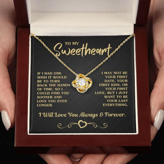 (Almost Sold Out) Gift For Sweetheart "Your Last Everything" Necklace Jewelry 18K Yellow Gold Finish Mahogany Style Luxury Box (w/LED)