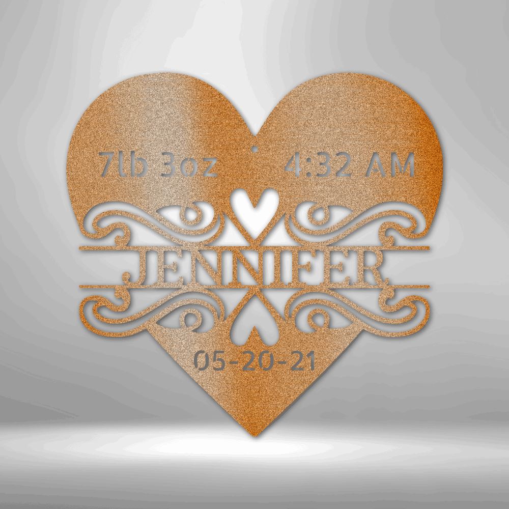 Personalized Newborn Baby Sign For Nursery Decor Custom Copper 15"