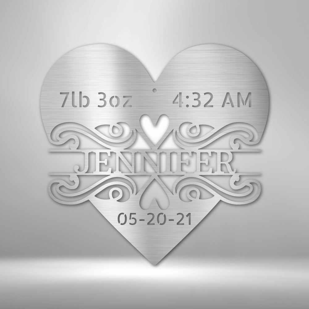 Personalized Newborn Baby Sign For Nursery Decor Custom Silver 15"