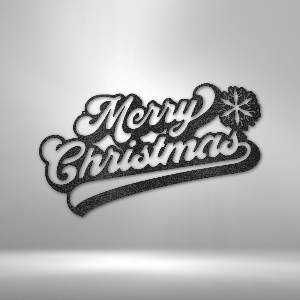 Merry Christmas Quote - Steel Sign Holiday Wall Decor Custom Black 12"