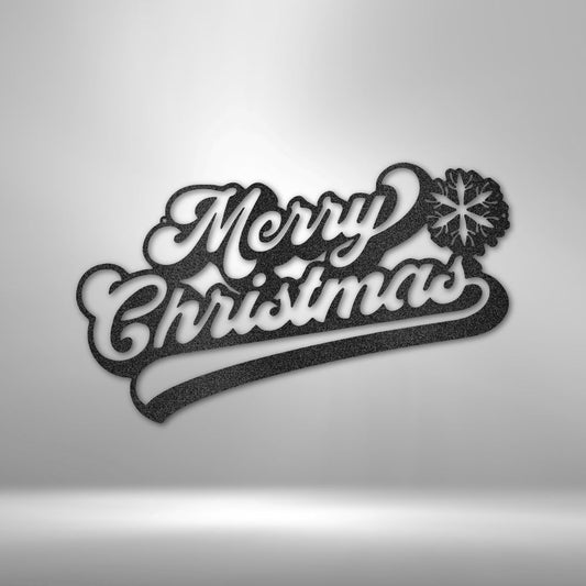Merry Christmas Quote - Steel Sign Holiday Wall Decor Custom Black 12"