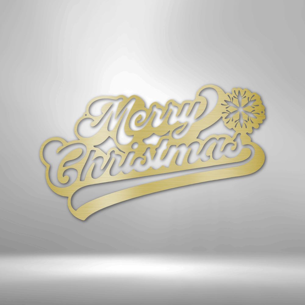 Merry Christmas Quote - Steel Sign Holiday Wall Decor Custom Gold 12"