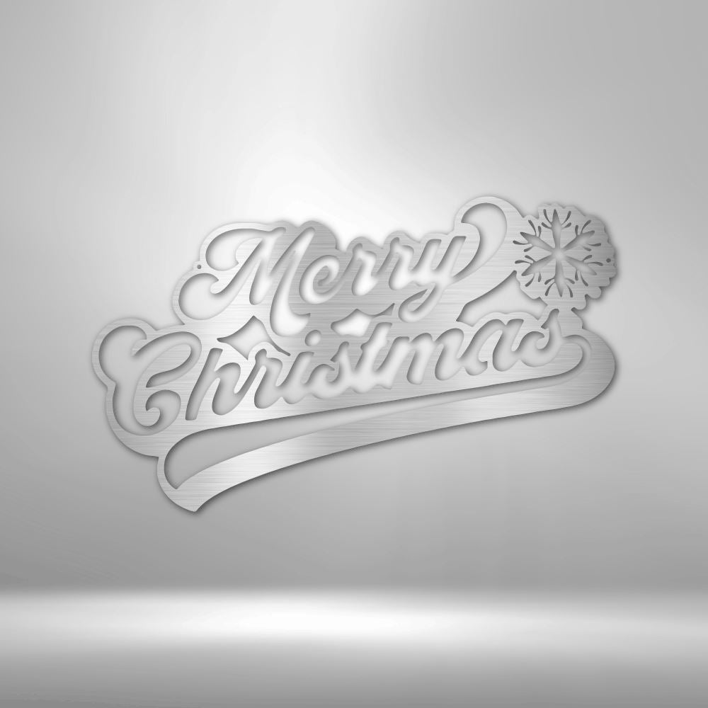 Merry Christmas Quote - Steel Sign Holiday Wall Decor Custom Silver 12"