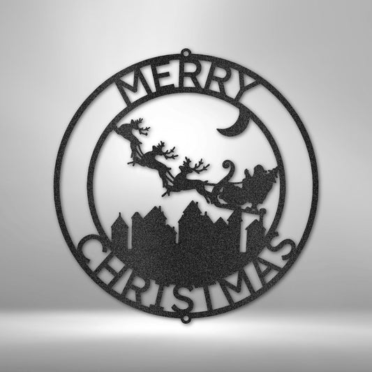Santas Delivery Monogram - Steel Sign Holiday Wall Decor Custom Black 12"