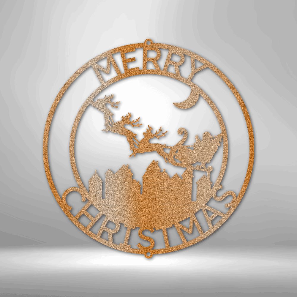 Santas Delivery Monogram - Steel Sign Holiday Wall Decor Custom Copper 12"