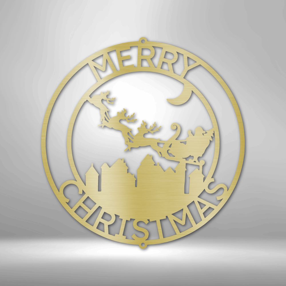 Santas Delivery Monogram - Steel Sign Holiday Wall Decor Custom Gold 12"